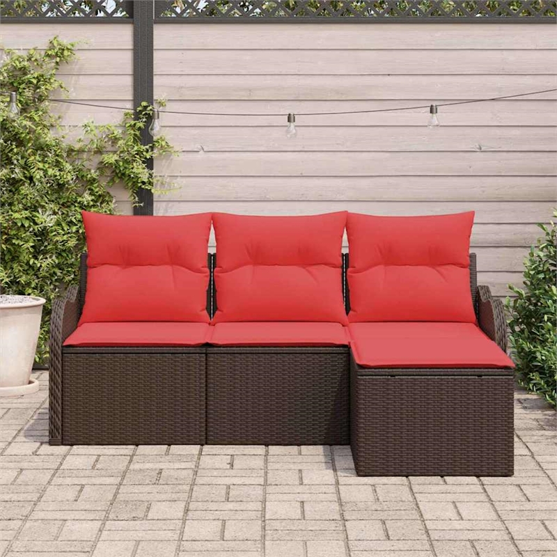 Afuera Living Contemporary Durable Poly Rattan Sofa Set in Brown