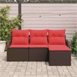 Afuera Living Contemporary Durable Poly Rattan Sofa Set in Brown
