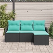 Afuera Living Contemporary Durable Poly Rattan Sofa Set in Black