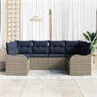 Afuera Living Contemporary Poly Rattan Sofa Set with Cushions in Gray