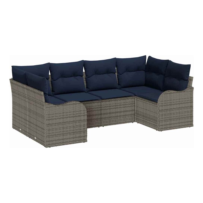 Afuera Living Contemporary Poly Rattan Sofa Set with Cushions in Gray