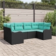 Afuera Living Contemporary Poly Rattan Sofa Set with Cushions in Black
