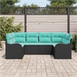 Afuera Living Contemporary Poly Rattan Sofa Set with Cushions in Black