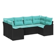 Afuera Living Contemporary Poly Rattan Sofa Set with Cushions in Black