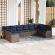 Afuera Living Contemporary Poly Rattan Sofa Set with Cushions in Gray