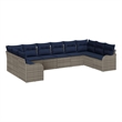 Afuera Living Contemporary Poly Rattan Sofa Set with Cushions in Gray