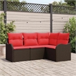 Afuera Living Contemporary Durable Poly Rattan Sofa Set in Brown