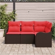 Afuera Living Contemporary Durable Poly Rattan Sofa Set in Brown