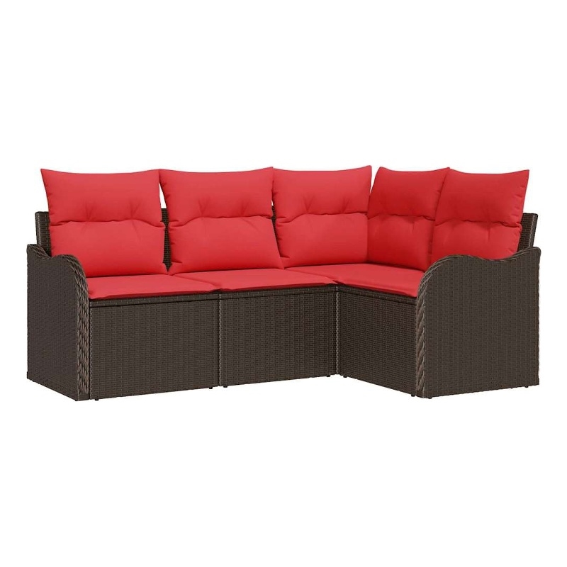 Afuera Living Contemporary Durable Poly Rattan Sofa Set in Brown