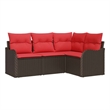 Afuera Living Contemporary Durable Poly Rattan Sofa Set in Brown