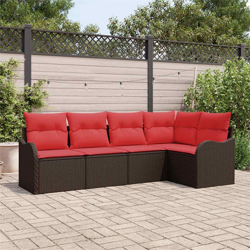 Afuera Living Contemporary Durable Poly Rattan Sofa Set in Brown