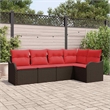 Afuera Living Contemporary Durable Poly Rattan Sofa Set in Brown
