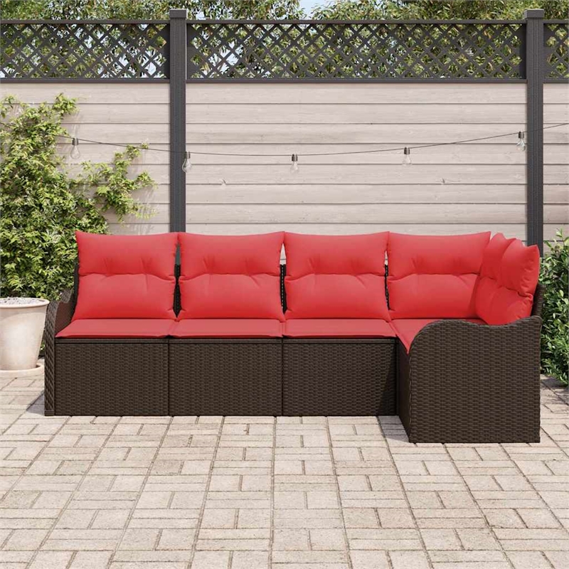 Afuera Living Contemporary Durable Poly Rattan Sofa Set in Brown