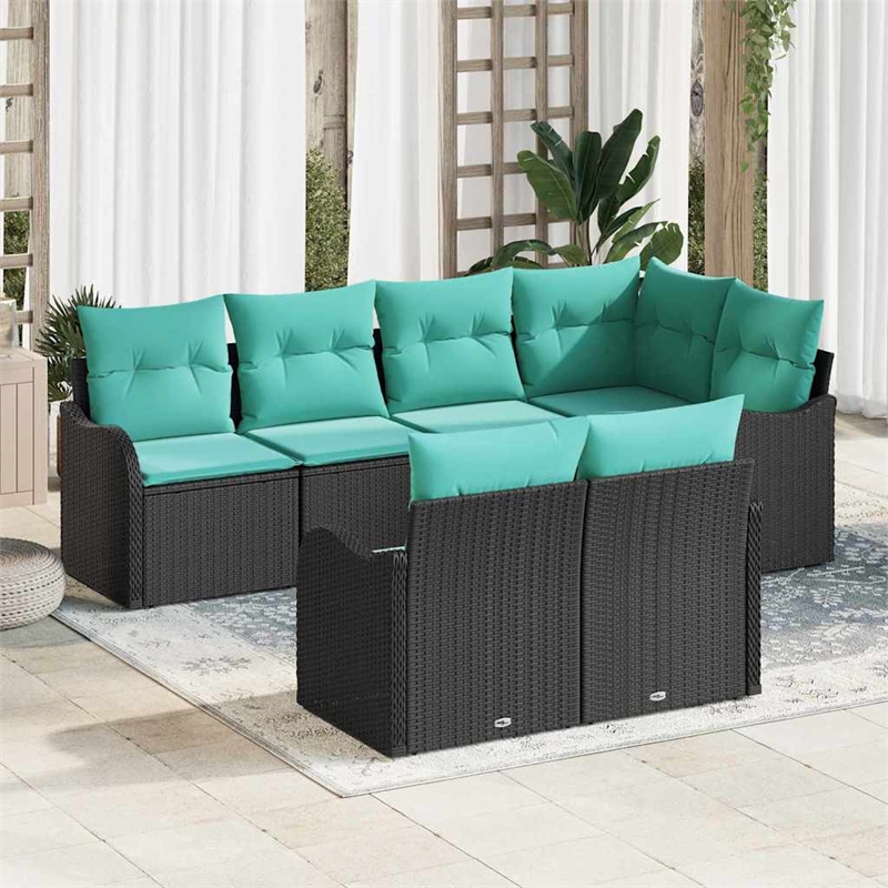 Afuera Living Contemporary Durable Poly Rattan Sofa Set in Black