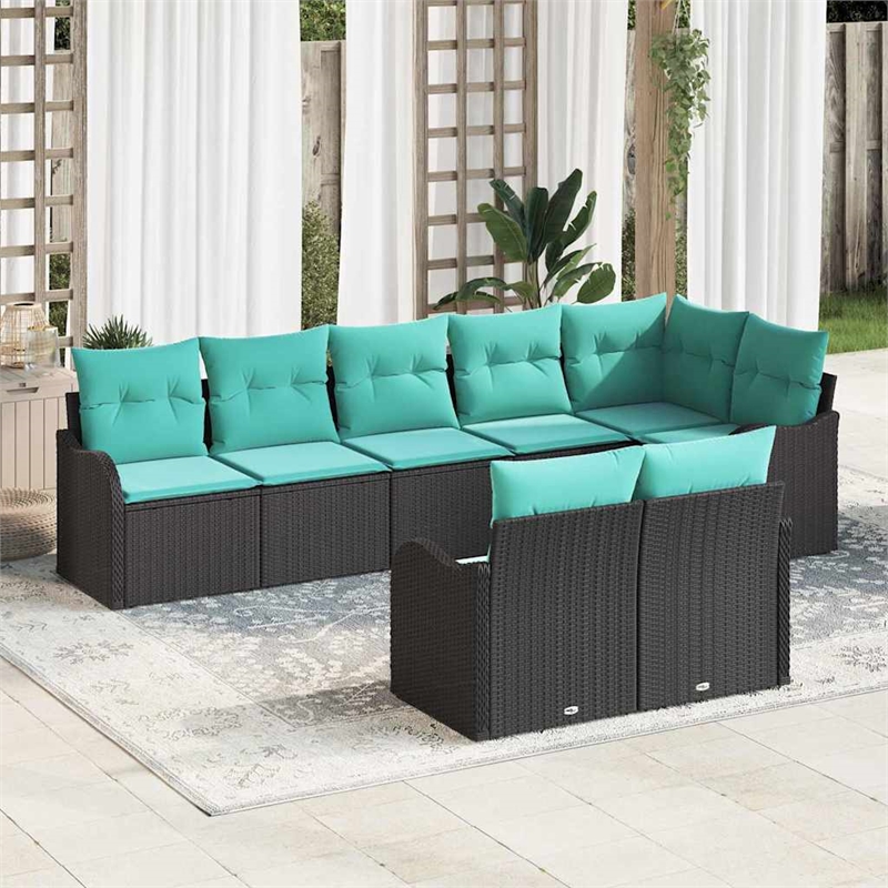 Afuera Living Contemporary Durable Poly Rattan Sofa Set in Black
