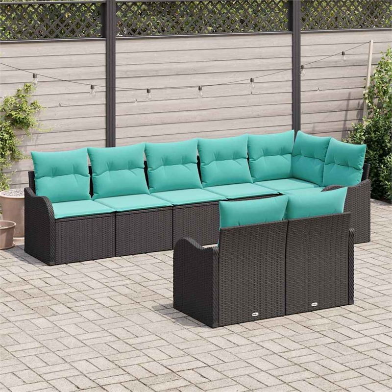 Afuera Living Contemporary Durable Poly Rattan Sofa Set in Black