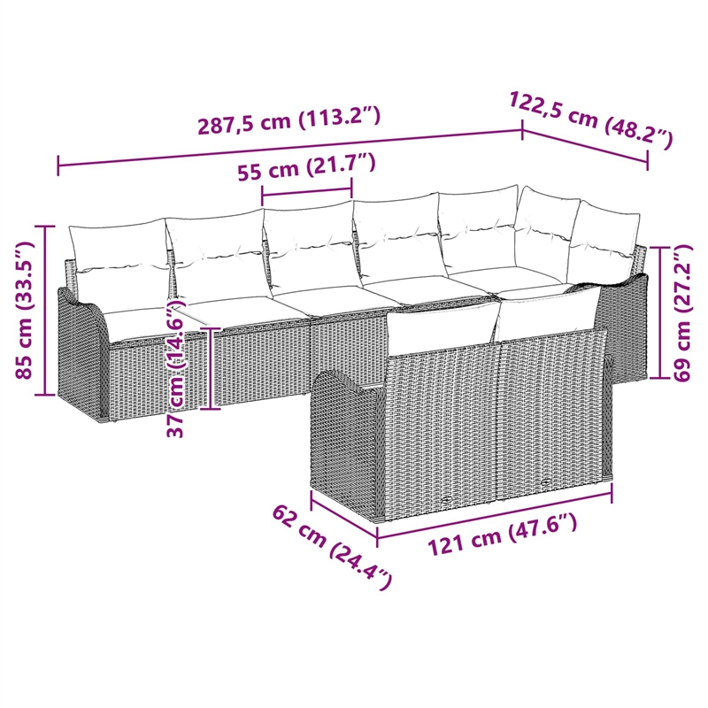 Afuera Living Contemporary Durable Poly Rattan Sofa Set in Black