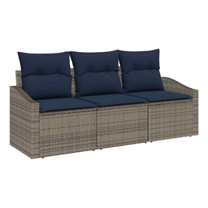 Afuera Living Contemporary Poly Rattan Sofa Set with Cushions in Gray