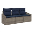 Afuera Living Contemporary Poly Rattan Sofa Set with Cushions in Gray