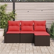 Afuera Living Contemporary Poly Rattan Sofa Set with Cushions in Brown