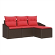 Afuera Living Contemporary Poly Rattan Sofa Set with Cushions in Brown