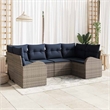 Afuera Living Contemporary Poly Rattan Sofa Set with Cushions in Gray