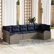 Afuera Living Contemporary Poly Rattan Sofa Set with Cushions in Gray