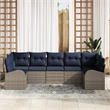 Afuera Living Contemporary Poly Rattan Sofa Set with Cushions in Gray