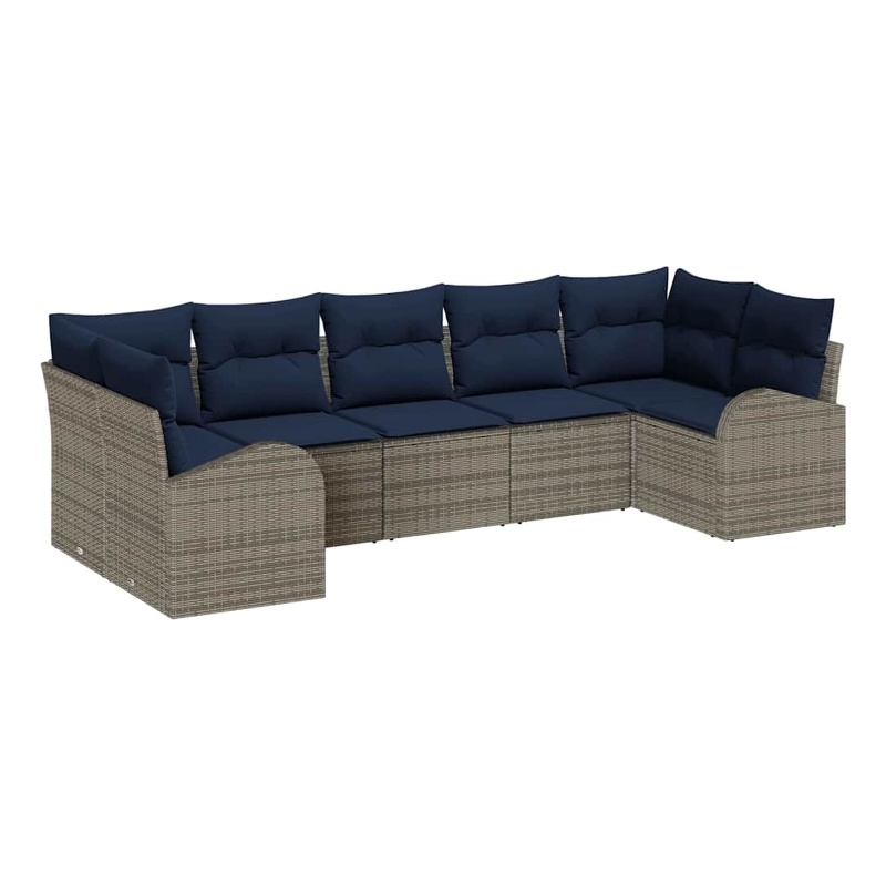 Afuera Living Contemporary Poly Rattan Sofa Set with Cushions in Gray