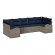 Afuera Living Contemporary Poly Rattan Sofa Set with Cushions in Gray