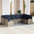 Afuera Living Contemporary Poly Rattan Sofa Set with Cushions in Gray
