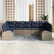 Afuera Living Contemporary Poly Rattan Sofa Set with Cushions in Gray