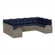 Afuera Living Contemporary Poly Rattan Sofa Set with Cushions in Gray