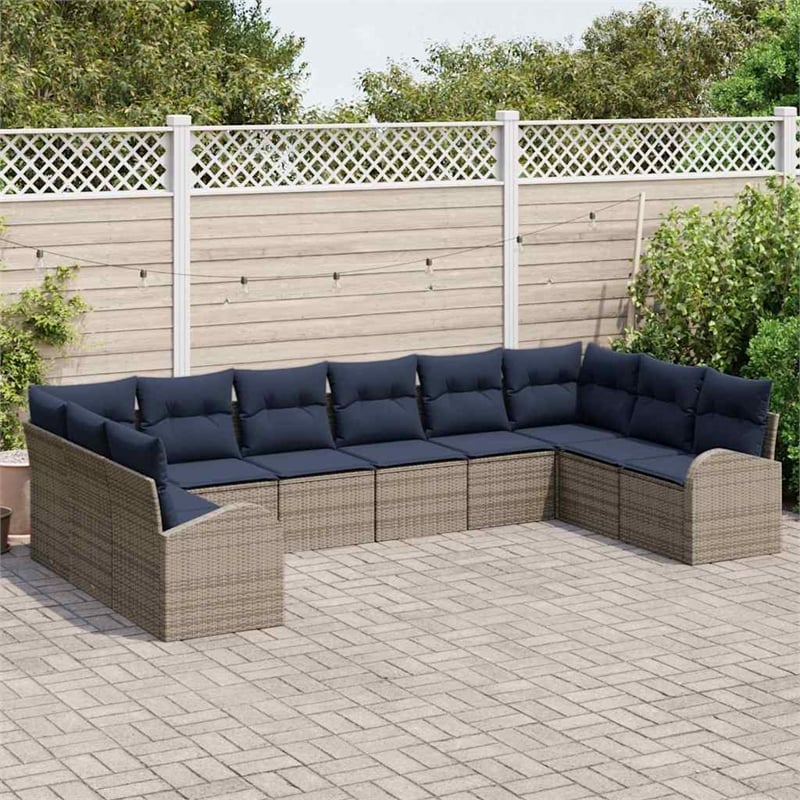 Afuera Living Contemporary Durable Poly Rattan Sofa Set in Gray