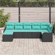 Afuera Living Contemporary Poly Rattan Sofa Set with Cushions in Black