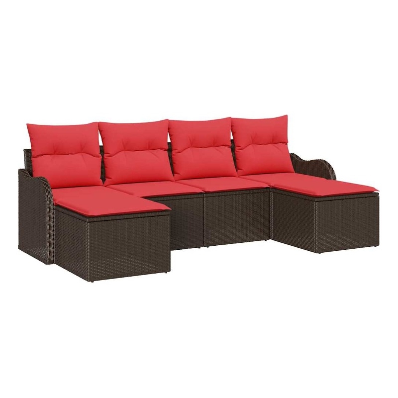 Afuera Living Contemporary Poly Rattan Sofa Set with Cushions in Brown
