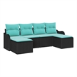 Afuera Living Contemporary Poly Rattan Sofa Set with Cushions in Black