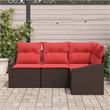 Afuera Living Contemporary Poly Rattan Sofa Set with Cushions in Brown