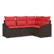 Afuera Living Contemporary Poly Rattan Sofa Set with Cushions in Brown