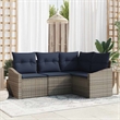 Afuera Living Contemporary Poly Rattan Sofa Set with Cushions in Gray