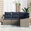 Afuera Living Contemporary Poly Rattan Sofa Set with Cushions in Gray