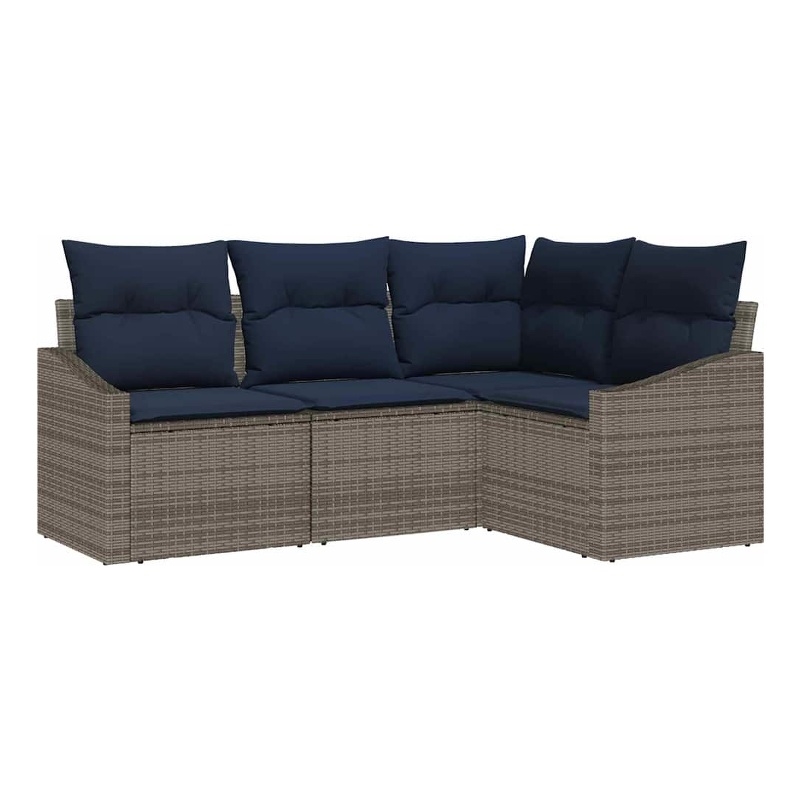 Afuera Living Contemporary Poly Rattan Sofa Set with Cushions in Gray