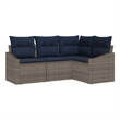Afuera Living Contemporary Poly Rattan Sofa Set with Cushions in Gray
