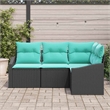 Afuera Living Contemporary Poly Rattan Sofa Set with Cushions in Black