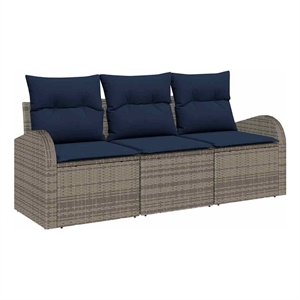 Afuera Living Contemporary Durable Poly Rattan Sofa Set in Gray