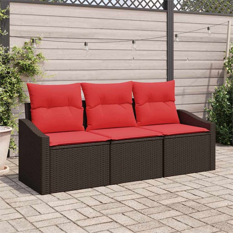 Afuera Living Contemporary Poly Rattan Sofa Set with Cushions in Brown
