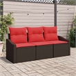 Afuera Living Contemporary Poly Rattan Sofa Set with Cushions in Brown
