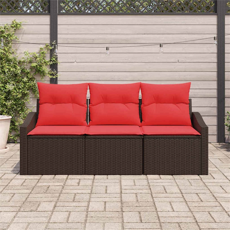 Afuera Living Contemporary Poly Rattan Sofa Set with Cushions in Brown
