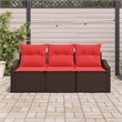 Afuera Living Contemporary Poly Rattan Sofa Set with Cushions in Brown