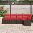 Afuera Living Contemporary Poly Rattan Sofa Set with Cushions in Brown